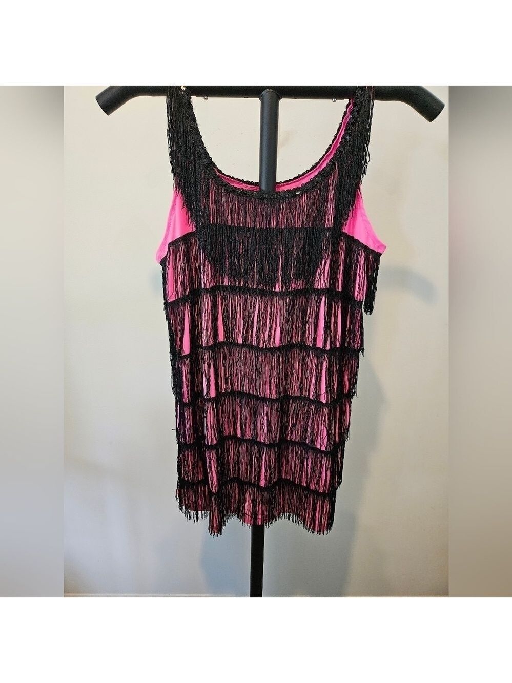 FORUM NOVELTIES ROARING 20'S JAZZY PINK & BLACK FLAPPER DRESS/COSTUME SIZE M/L
